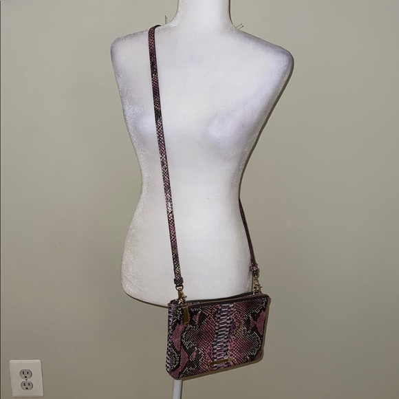 Brahmin Exotic Pink and Black Crossbody Bag - Picture 2 of 9